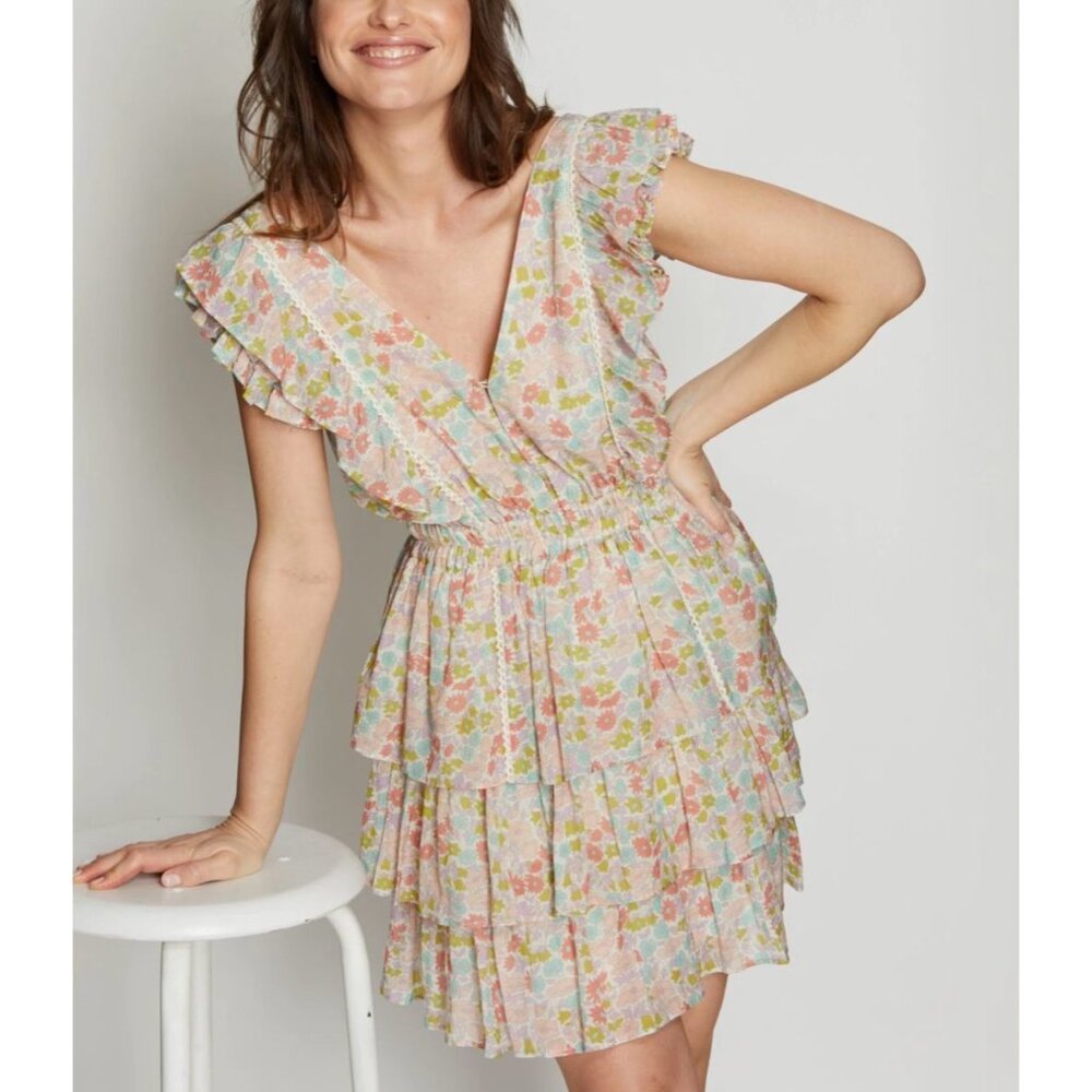 Love The Label Ines Ivory Tiered Ruffled Mini Dress